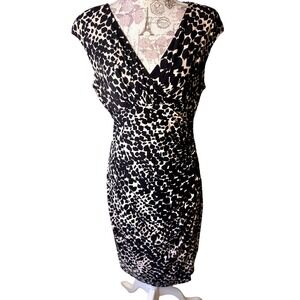 Vintage LAUREN Ralph Lauren Dress SZ 10 Animal Print Sleeveless Ruched